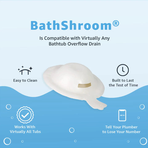 Overflow Drain Cover For Deeper Warmer Baths With No Fuss Suction Cups Universal Fit Spa Accessory Easy Install Adds Inches Of Water For A Deeper Cozy Soak Spa Vibe Works With Most Tubs product image with features listed.