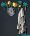 Heavy Duty Wall Mounted Coat Rack With Seven Rustproof Iron Hooks Modern Light Luxury Hardware Entryway And Bathroom Storage Solution That Handles The Daily Grind In Style, displaying a beige coat and circular decor.