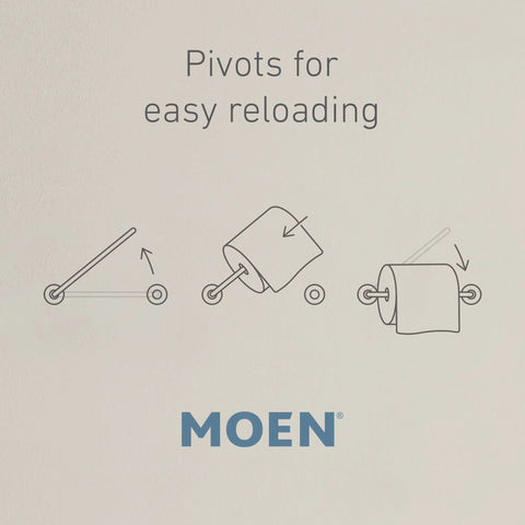 Doux Brushed Nickel Pivoting Toilet Paper Holder With No Fuss Easy Roll Changes, Durable Corrosion-Resistant Mounting Post diagram