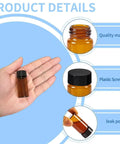 15 Piece Kit Of 10Ml Amber Glass Sample Vials With Black Screw Caps And Pe Liners, 0.34 Oz Tiny Travel Flasks for Essential Oils, showing vials in hand.