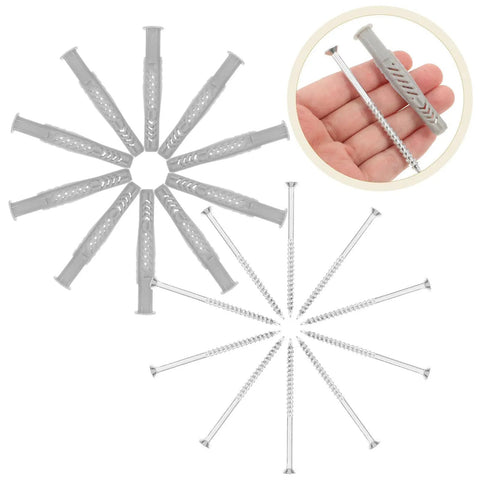 Drywall Anchor Kit With Zinc Plated Screws For Hollow Walls 20 Pieces Easy Install Sheetrock Anchors For Secure Mounts Ideal For Shelves Mirrors And Decor, gray anchors and silver screws