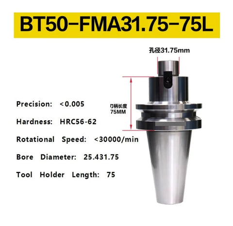 Built For The Long Haul Bt50 Cnc Milling Tool Holder With Impact Resistant Core And Heavy Duty Stainless Steel Body For Flawless Grinding And Super Reliable Shop Performance, precision image showing measurements.