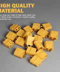 XT60 Connector Set With Heat Shrink Tubing, 5 Pairs, Ten Connectors, Gold Plated, High Temp Nylon Housing, scattered view