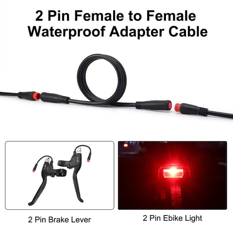 Waterproof Electric Bike Adapter Extension Cable 2 Pin To 2 Pin And 3 Pin To Female Connectors Perfect For Headlights Brakes Gear Sensors And Taillights Red IP66 IPX6 Durable DIY Ride Ready
