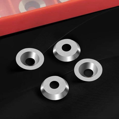 Four 12mm carbide inserts for wood lathe tools R12 and two and a half millimeter thick indexable tungsten carbide lathe bits.