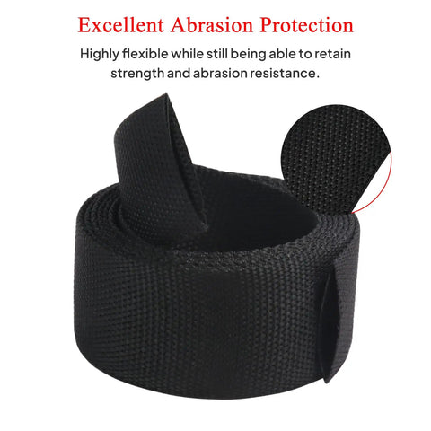 Close-up of 2 In 1 Heat Shrink Braided Sleeving Fabric Tubing For Irregular Shape Hoses And Cables showing abrasion-resistant texture.