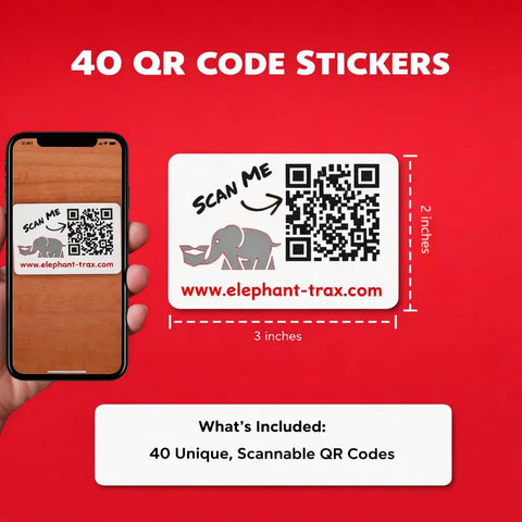 Smart QR Code Labels For Storage Bins And Moving Boxes 40 Pack Scannable Stickers showing a QR code and app interface