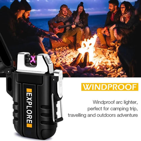 Windproof Dual Arc USB Rechargeable Flameless Plasma Lighter For Camping And Hiking, Waterproof USB Charge Lighter, product view