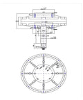 Technical blueprint of an Industrial Grade Coreless Permanent Magnet Generator Motor For Automation, multi voltage input, 300 RPM.