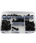 Motorcycle Bolt Kit With Washers Nuts Screws Assortment Black For CBR954RR 2002 2003 in clear organizer box