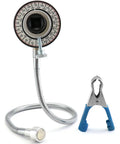 Torque Angle Gauge for Half Inch Drive Ratchet Wrench Sixteen And A Half Inch Flexible Arm Workhorse Heavy Duty Steel Build 360 Degree Dial With 2 Degree Increments Easy Torque Angle Tightening for Head Bolts and Precision Bolts, flexible arm with clamp