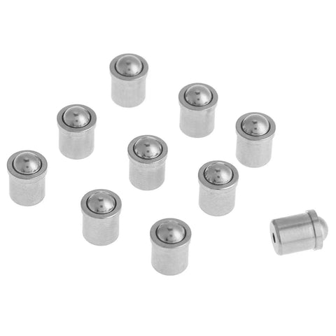 Ball Plunger Set 10 Pack 5mm By 6mm Stainless Steel Ball Spring Plungers With Push Fit Design For Mechanical Gear Fixtures Clamps And Pro Grade Heavy Duty Industrial Applications, eight pieces shown