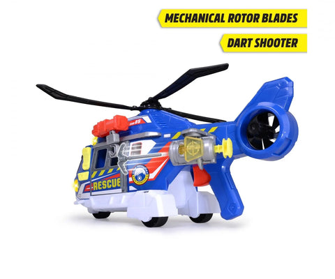 Totally Rad Multicolor Micro Helicopter Toy 203307002 with mechanical rotor blades and dart shooter in rescue design