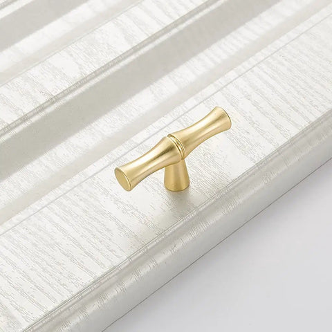 Dope Bamboo Shape Zinc Alloy Cabinet Knob Set 6 Pack Single Hole Golden Finish Built Tough For Dresser Drawer Cupboard Door Pulls With Smooth Edges Easy Install Classic Hardware Upgrade, gold bamboo knob on white cabinet