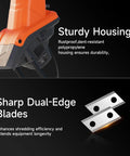 Beast 1800W Electric Wood Chipper Shredder showing sturdy housing and sharp dual-edge blades for yard cleanup.