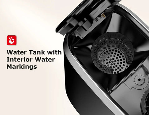 Water tank interior of One Touch Single Serve Coffee Maker For K Cup Pods, Fast 3 Minute Brew, Silver with water markings