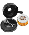 Air Filter Element Replacement For Campbell Hausfeld VH3000 Pumps For One Half Inch MPT Threads, 4 Inch Diameter, parts shown
