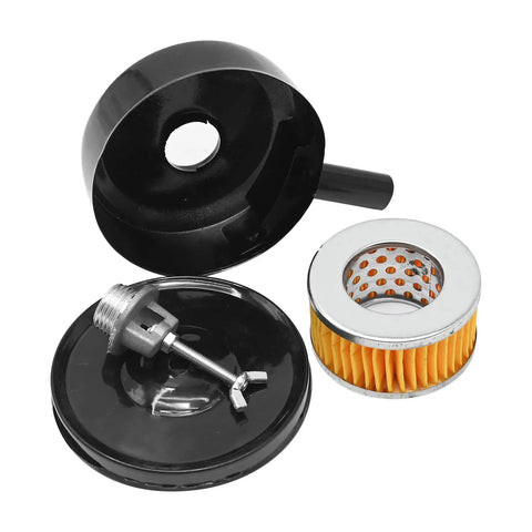 Air Filter Element Replacement For Campbell Hausfeld VH3000 Pumps For One Half Inch MPT Threads, 4 Inch Diameter, parts shown
