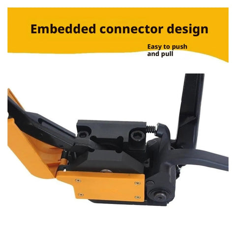 Close-up of the embedded connector design on Heavy Duty Sealless Steel Strapping Tool, Manual Buckle-Free Iron Banding Machine.