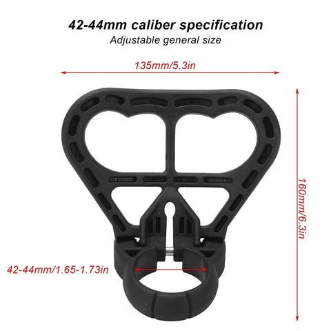 Scuba Tank Carry Handle and Folding Dive Holder Grip for 42-44mm Cylinders, lightweight non-slip carrier shown with dimensions