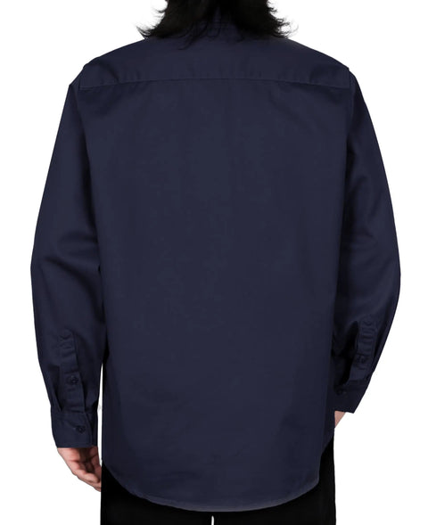 Back view of Light Weight Flame Resistant Shirt For Men CAT2 6.5oz Navy Fire Retardant Welding Shirt NFPA2112 Certified