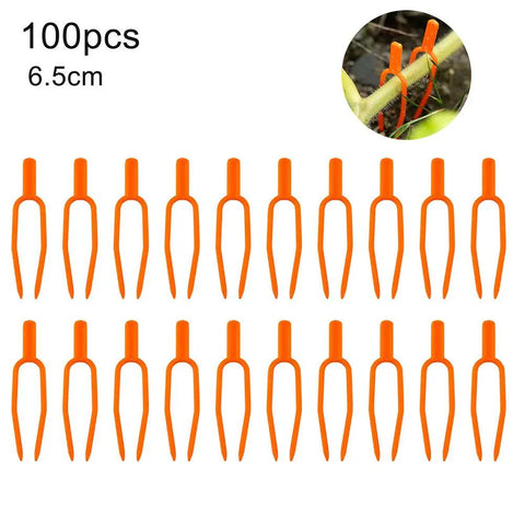Set Of 100 Plastic Planting Forks For Strawberries And Grapevines, 65mm Grape Press, Pro Grade Durable Orange Vine Tendril Supports