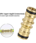 Brass Double Male Hose Connector Set For Garden And Outdoor Use, Quick Fix Hose Repair And Extension, Durable, Sturdy Fittings For Lawn Irrigation, 2 Pack, Easy Threaded Attachments To Stop Leaks.