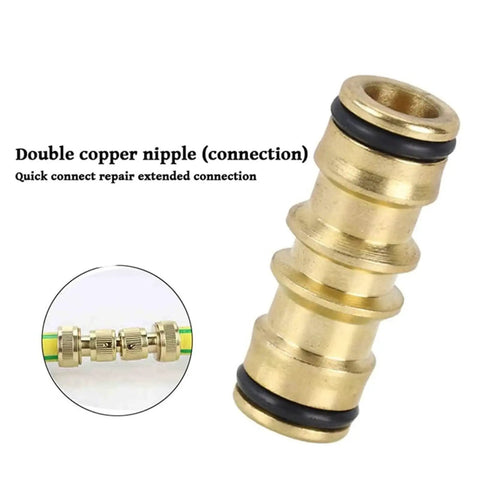 Brass Double Male Hose Connector Set For Garden And Outdoor Use, Quick Fix Hose Repair And Extension, Durable, Sturdy Fittings For Lawn Irrigation, 2 Pack, Easy Threaded Attachments To Stop Leaks.