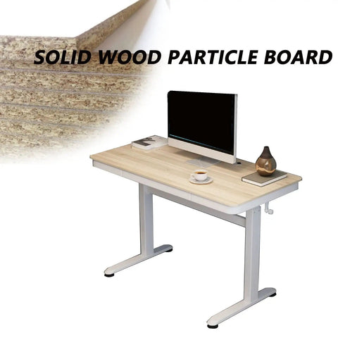 Top Tier Ergonomic Standing Desk With Smooth Crank Lift And Secure Drawer, solid wood particle board, 120x60cm, compact design.