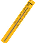 One Quarter Inch By Twelve Inch Extra Long Black Oxide Twist Drill Bit Solid Workhorse Steel, with packaging, for metal boring tasks.