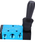2 Position 5 Way Manual Air Control Valve With Hand Lever Pneumatic Valve Aluminum Alloy Body Quarter Inch Port Size
