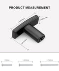 Image showing product measurement of matte black zinc alloy cabinet handle, single hole T bar drawer pull, 37mm length, 27mm projection.