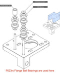 Sweet F623RS Ball Bearings 10 Pack ABEC 7 Precision Sealed Flange 3x10x4mm For XY Axis 3D Printer CNC Replacement Idler Wheel Silky Smooth Running Low Friction Heavy Duty Parts Killer Value Easy Install Works Great On All Machines Today. Exploded 3D printer CNC idler wheel assembly with F623RS flange bearings and M3 washers