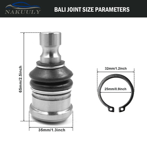 Beefed Up Ball Joint Kit 4 Pieces Direct Replacement for Polaris Ranger UTV 2009 to 2020 Models Replaces 7061220 7061187 7081505 7081580 53-50040 42-1037 WE350040 Tough Suspension Upgrade, 65mm ball joint with 35mm base and 32mm snap ring