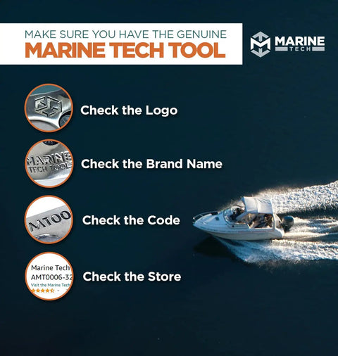 32mm Marine Pin Wrench For Outboard Trim Tilt Systems With 4 Pin Engaged Caps Design Fits Trim Tilt Units Replacement Tool AMT0006 close-up on Marine Tech branding