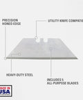 Heavy Duty Utility Knife Blades 50 Pack With Dispenser For Pros And DIYers Durable Replacement Blades For Box Cutters 11-921L Style