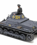 German Type I Tank B 1/35 Plastic Model Kit From Military Miniature Series No 388, finished model with turret detail and figure