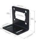 Image showing dimensions of L-shaped steel bracket for Four Pack JGY370 Worm Motor Mount Brackets, 3mm thick, with screws for motors.