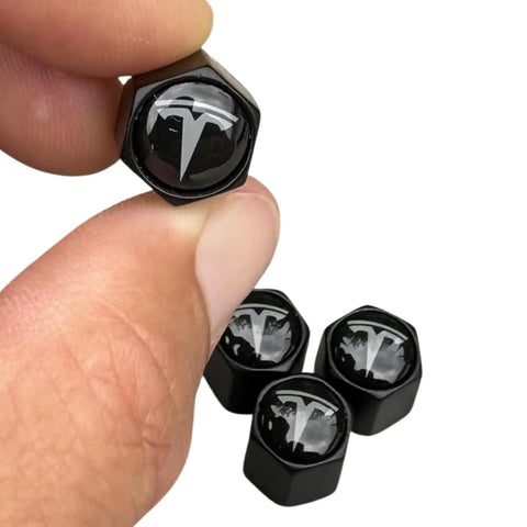 Premium Tire Valve Stem Caps For Tesla Models 3 S X Y Leakproof Aluminum Caps With Rubber O Rings Matte Black Finish 4 Pack