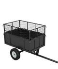 Heavy Duty Utility Dump Cart With 750 Lb Capacity And 17 Cu Ft Steel Bed, collapsible mesh sides, tow behind wagon