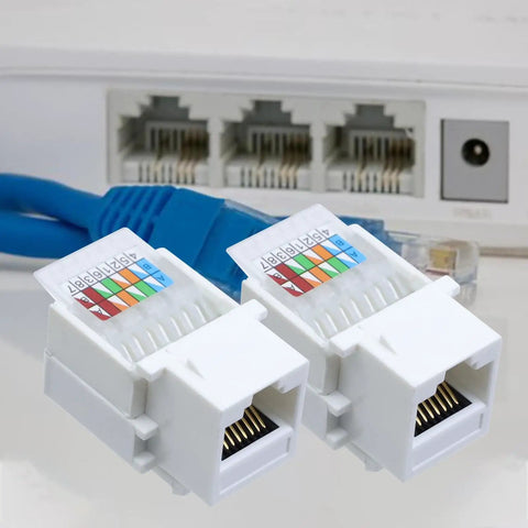 Toolless Keystone Jack Connector Adapter For Cat5e Ethernet LAN Cables 8P8C RJ45 Modular Jack With Color Coded Wiring Schema