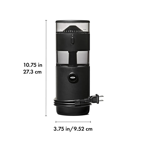 Compact Stainless Steel Conical Burr Electric Coffee Bean Grinder Delivers Smooth Daily Brews With Fine To Coarse Grinds For A Solid Daily Driver Fit That Works In Tight Spaces, measuring 10.75 in by 3.75 in.