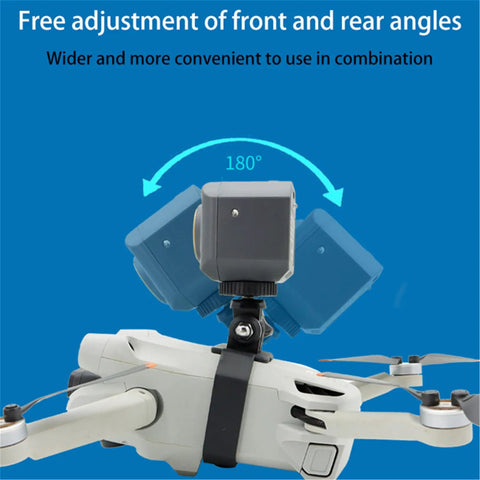 Top Mounted Camera Mount Adapter For DJI Mini 5 Pro And Mini 4 Pro with 180° adjustment on drone, showing mounting bracket.