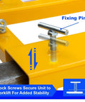 Heavy Duty Dmc Drum Grabber With 1500 Lbs Capacity fixing pins and lock screws for securing unit to forklift.