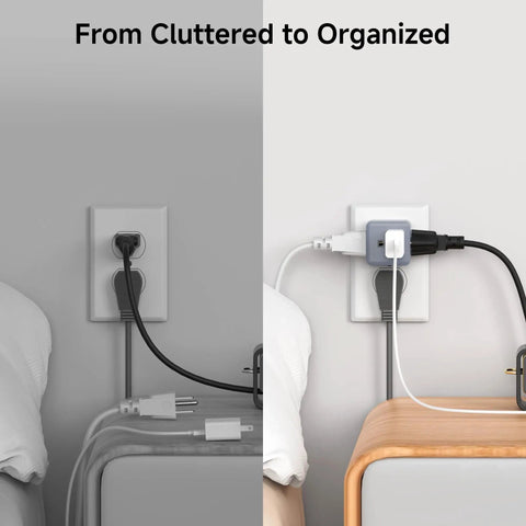 ETL Listed 3 Pack 3 Outlet Wall Adapter Cube Tap Grounded 3 Way Plug Splitter With 90 Degree Design Space Saving Power Splitter