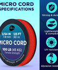 Red Fire Tiny But Mighty Micro Paracord 1.18 mm by 125 ft Slim Utility Cord with 100 lb tensile strength spool image