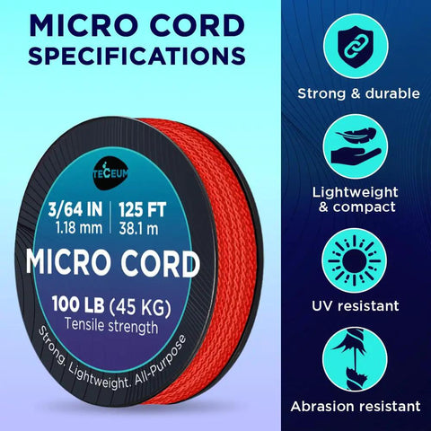Red Fire Tiny But Mighty Micro Paracord 1.18 mm by 125 ft Slim Utility Cord with 100 lb tensile strength spool image