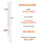 Specifications of Beefy Heavy Duty 400 Piece Zip Ties Assorted Pack With Double Sided Toothed Design 6 8 12 14 Inch Sizes 100 Lb Tensile Strength Adjustable Self Locking Nylon Cable Ties For Indoor And Outdoor Use shown with detailed measurements and features.