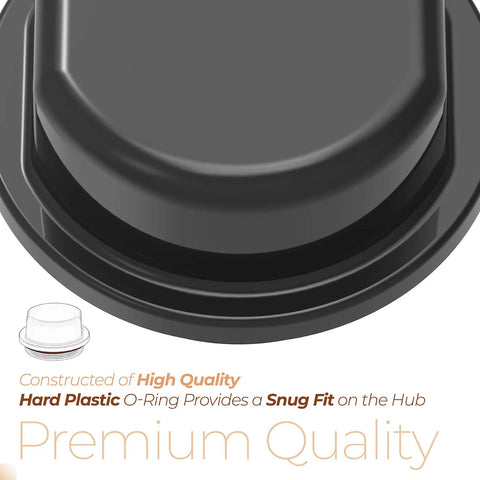 Close-up of Vortex Hub Cap Replacement constructed from hard plastic with O-ring, fits 1250 to 1750 lb Vortex hubs.