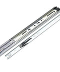 Full Extension Drawer Slides With No Squeak Glide, Three Section Full Extend, Rebound Damping, 14 Inch Length, steel shown in detail